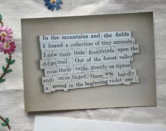 In the Mountains and the fields - Postcard poem print