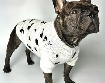 White Hand-made Knitted Dog Sweater "Milka"