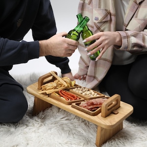 Mesa de picnic al aire libre con grabado personalizado, mesa portátil, bandeja de madera, mesa de playa plegable, regalo de Navidad, mesa rústica para exteriores, Black Friday