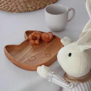 Wood Animal Platter For Toddle  Wooden Children Plate  Animal Breakfast Board  First Kids Plate  Baby Bowl Gift For Baptism or Easter