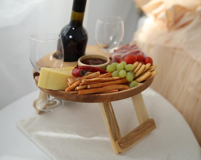 Folding Wine Picnic Table: Portable Wooden Gift