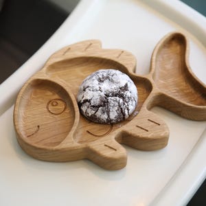 Wood Animal Platter For Toddle  Wooden Children Plate  Animal Breakfast Board  First Kids Plate  Baby Bowl Gift For Baptism or Easter Cat