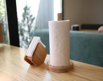 Portarrollos de papel de fresno hecho a mano: decoración rústica para cocina.