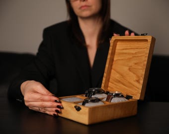 Handmade Wooden Watch Box: Personalized Ash or Oak Storage Case