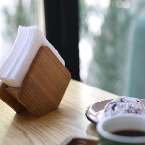 Handmade wooden napkin holder, rustic kitchen organizer, farmhouse table accessory, natural wood serviette holder, dining table dekor