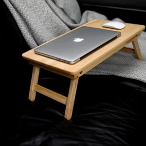 Foldable Wood Laptop Bed Tray Table: Handmade Ash or Oak