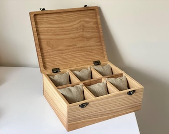 Scatola porta orologi in legno personalizzata per uomo: organizer in frassino o quercia inciso