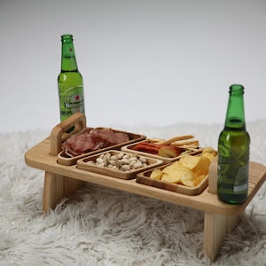 Mesa de picnic al aire libre con grabado personalizado, mesa portátil, bandeja de madera, mesa de playa plegable, regalo de Navidad, mesa rústica para exteriores, regalo para el día de la madre.
