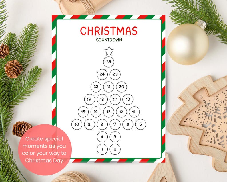 Printable Christmas Countdown Calendar, Christmas Activity, Kids ...