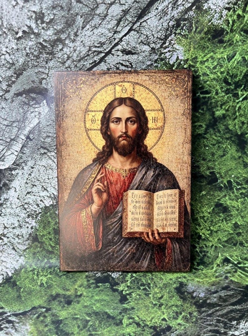 Rectangular Christian Images Jesus Christ Pantocrator Icon – Orthodox Christian Wood Wall Art (24x36 ...