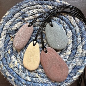 Simple Unisex Sea Pebble Necklace - natural beach pebble pendant stone charm rock necklace Zen jewellery beach pebble pendant stone jewelry