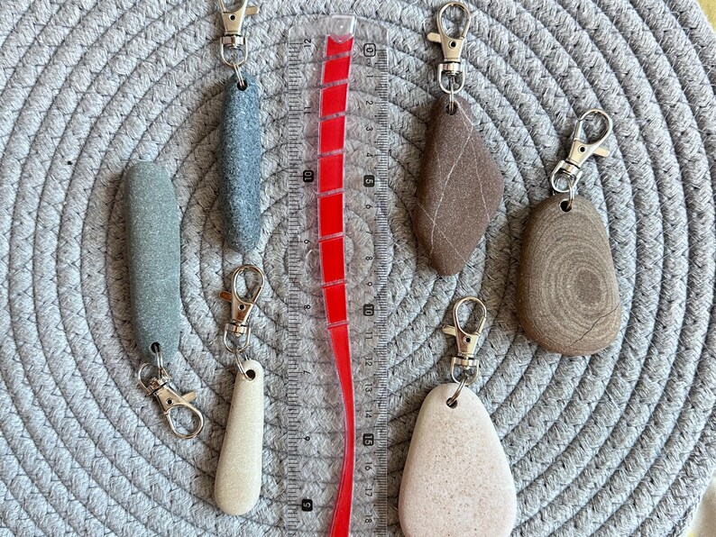 Simple Unisex Sea Pebble Keychain - natural beach rock pendant, stone charm, Zen jewellery beach, pebble pendant, stone accessories, eco friendly gift, thoughtful present, men and women nature inspired creations, one of a kind present for loved ones, anniversary, birthday gift, thoughtful handmade gift, small gesture gift, genuine sea treasures, original gift, on of a kind creation, extraordinary handmade present