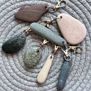 Simple Unisex Sea Pebble Keychain - natural beach rock pendant, stone charm, Zen jewellery beach, pebble pendant, stone accessories, eco friendly gift, thoughtful present, men and women nature inspired creations, one of a kind present for loved ones, anniversary, birthday gift, thoughtful handmade gift, small gesture gift, genuine sea treasures, original gift, on of a kind creation, extraordinary handmade present