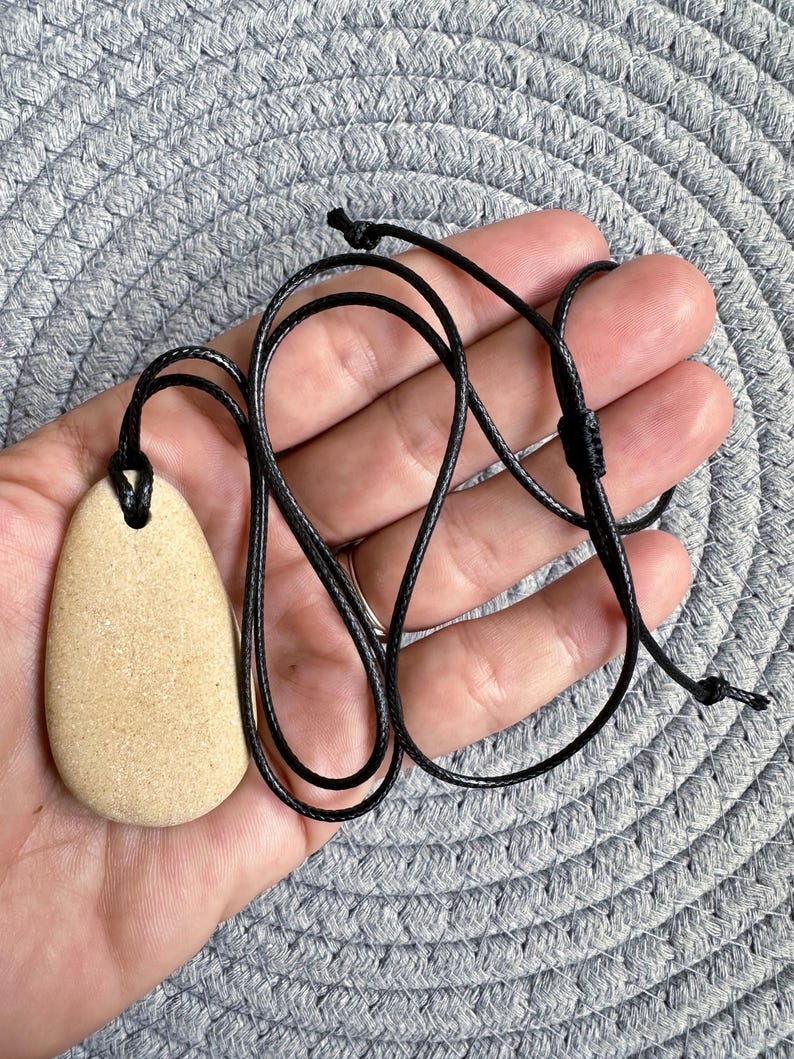 Simple Unisex Sea Pebble Necklace - natural beach pebble pendant stone charm rock necklace Zen jewellery beach pebble pendant stone jewelry