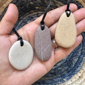 Simple Unisex Sea Pebble Necklace - natural beach pebble pendant stone charm rock necklace Zen jewellery beach pebble pendant stone jewelry