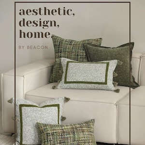 Sage Green Chenille Pillow Cover Set: Boho Textured Throw Pillows