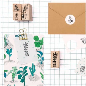 Sellos de madera con motivos florales. Juego de 7 sellos. Para hacer tarjetas, álbumes,diarios, cuadernos de bocetos. Motivos Decorativos