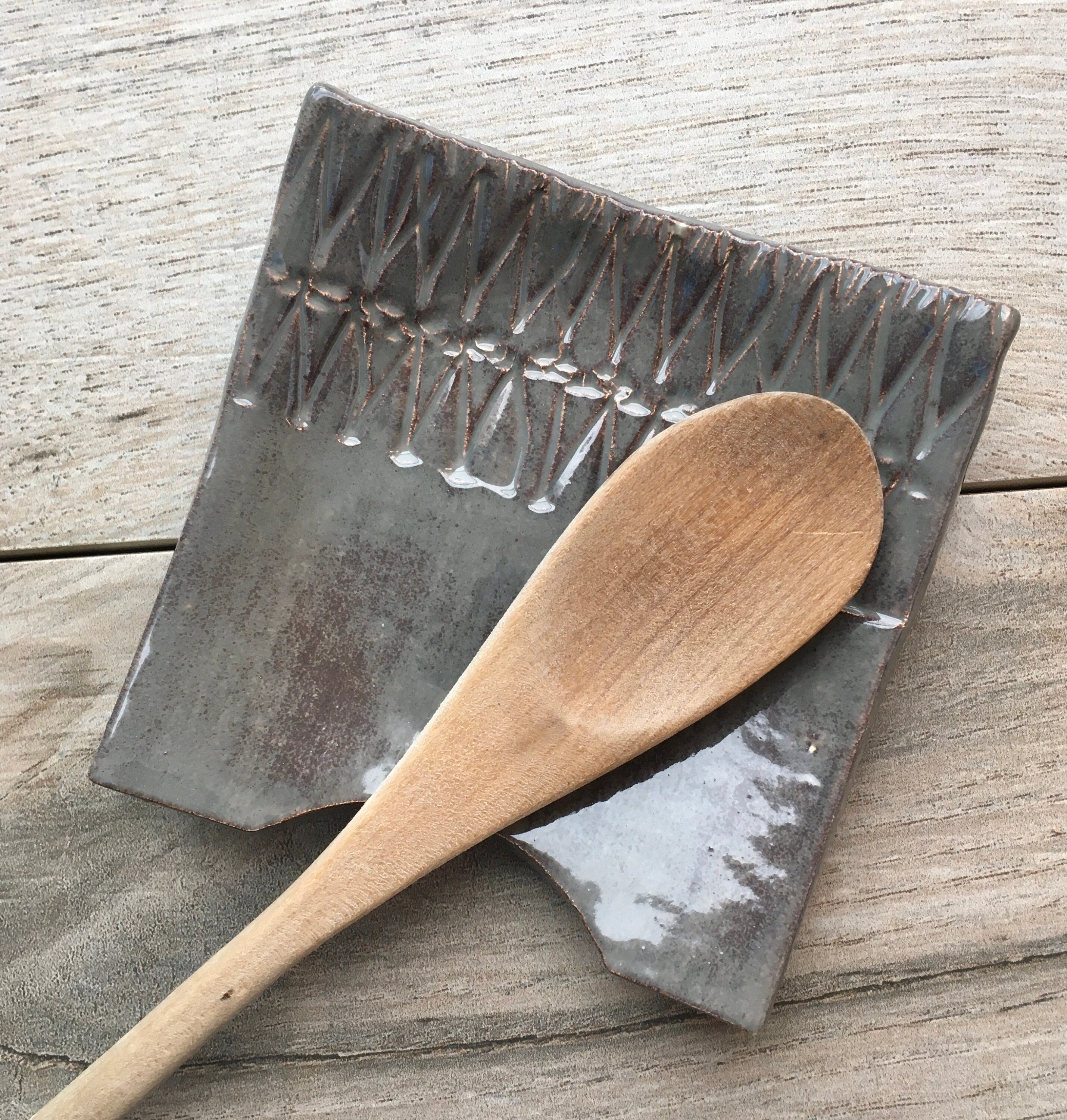 Cuchara de cerámica hecha a mano Descanso Rico Gris Glaseado | Etsy