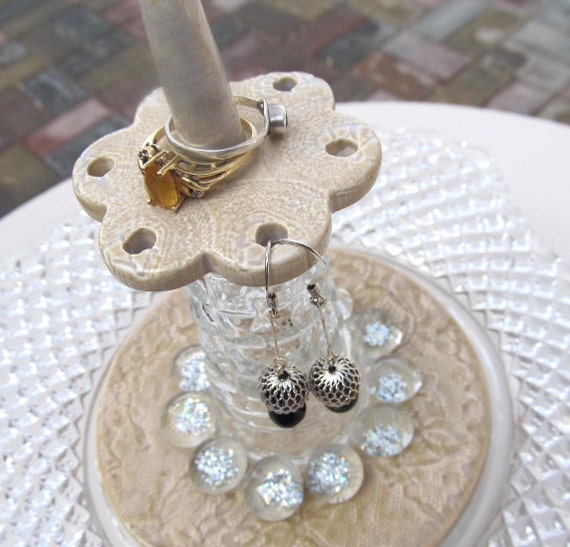 Items similar to Jewelry Tower made with handmade clay pieces together