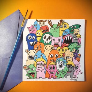 Carte de vœux originale peinte à la main – Doodle Art coloré