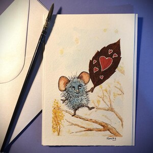Aquarelle originale et unique - Carte de vœux Saint-Valentin ou déclaration d'amour