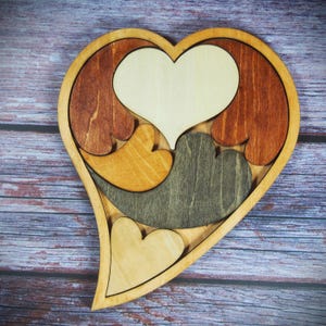 Puzzle Cœur en Bois - Cadeau Unique pour Amoureux, Saint-Valentin et Mariage