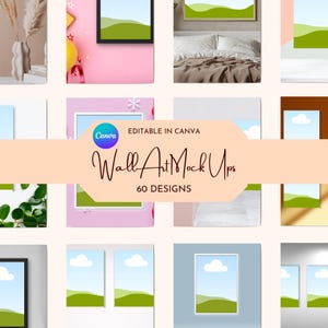 60 Wall Art Mockup Template, Editable Customisable Digital Mockups, Canva Wall Mockups Drag and Drop for Commercial Use, Picture Frame Mock