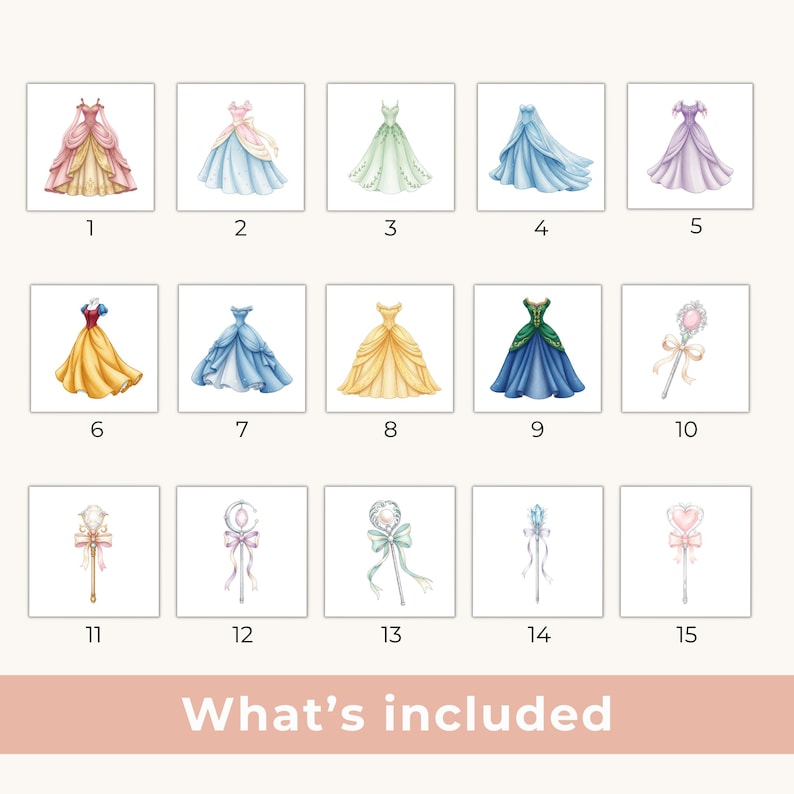 80 Princess Clipart & Backgrounds, Watercolor Fairytale PNG Bundle ...