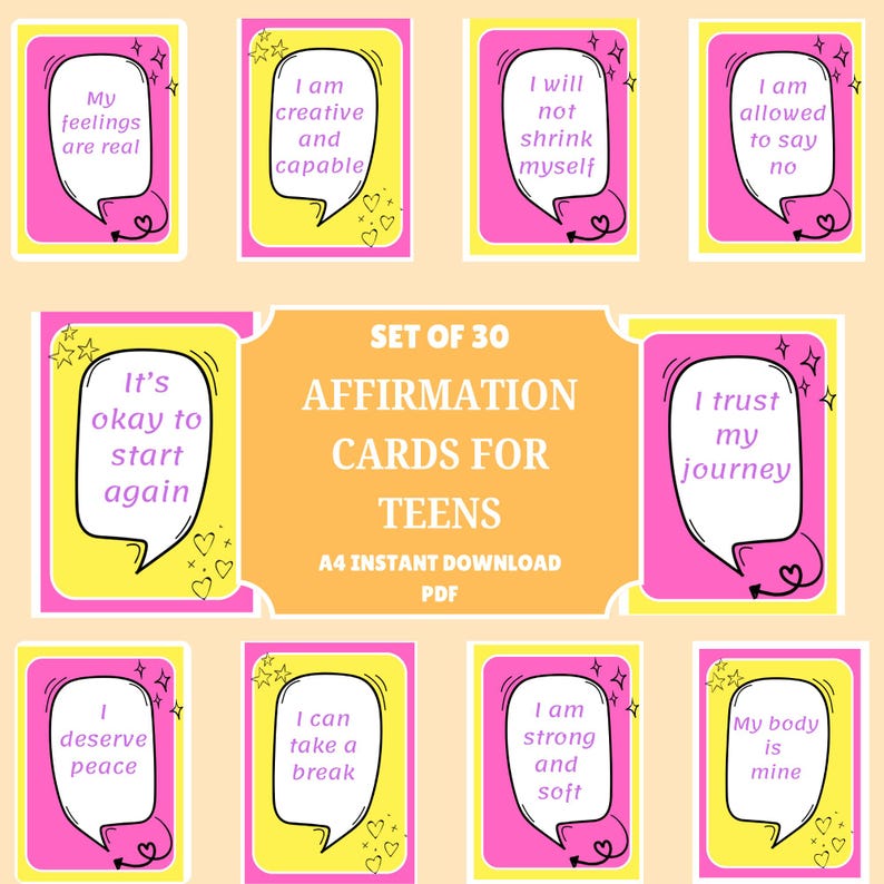 Teen Affirmation Cards Bold Printable Confidence Cards for Girls ...