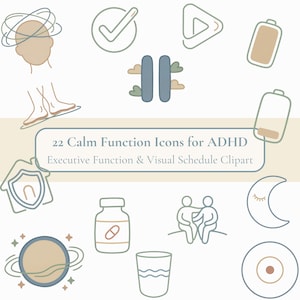 ADHD 視覚スケジュールアイコン | 神経多様性プランナークリップアート（デジタルダウンロード）