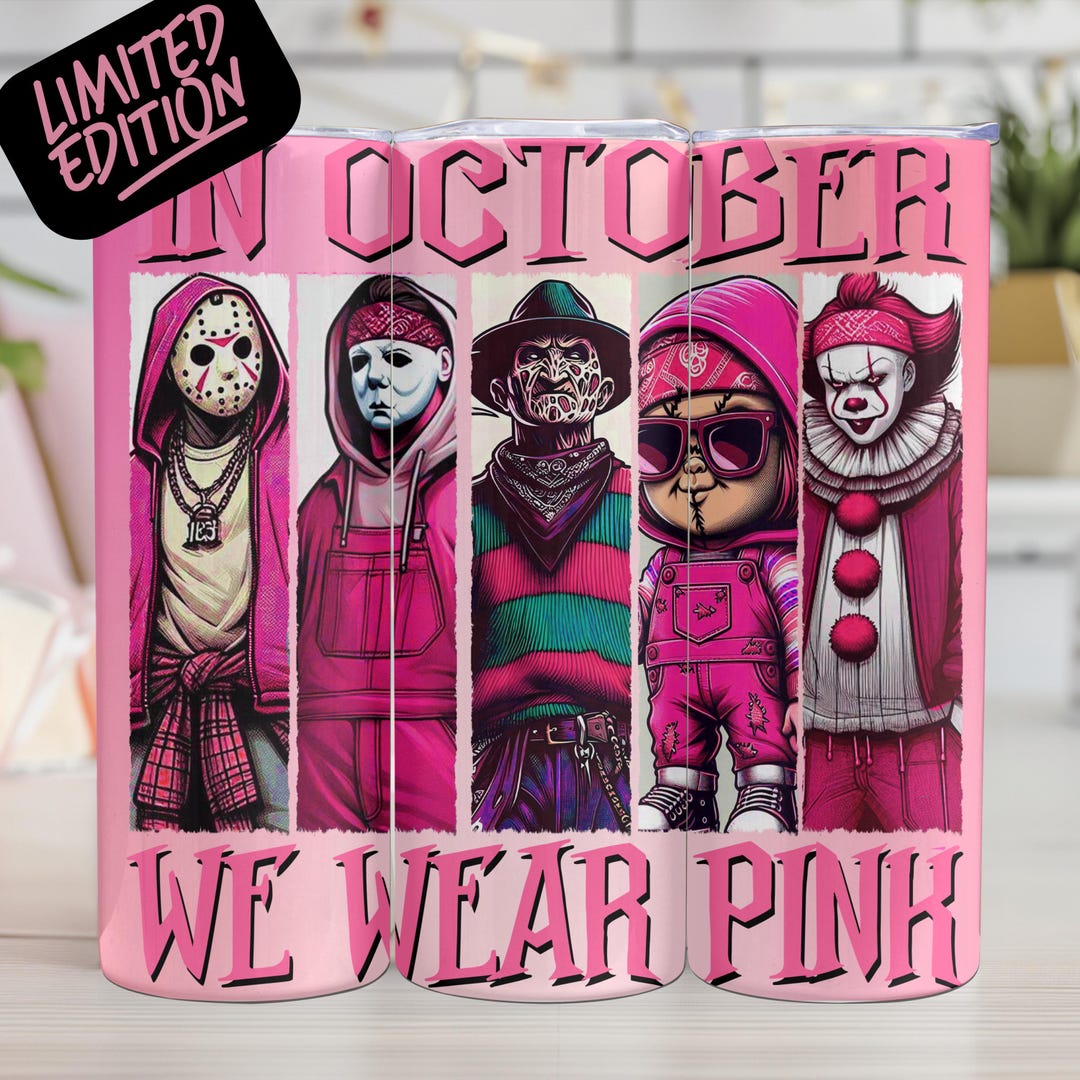 Pink Halloween Breast Cancer Awareness Tumbler: 20oz Skinny Stainless ...