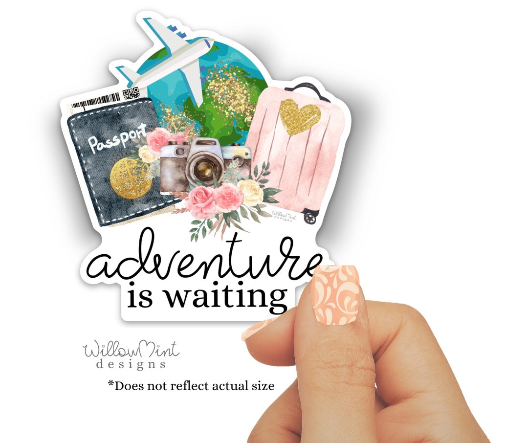Adventure Awaits Sticker: Waterproof Travel Theme Decal - Etsy
