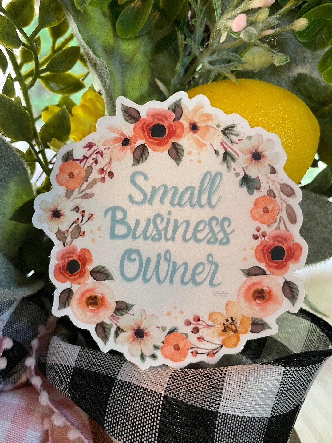 Process Owner Sticker Small Business Owner Sticker: Floral Wreath Waterproof Vinyl Decal - Etsy