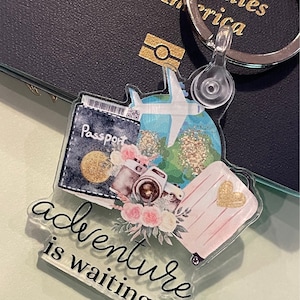 Adventure is Waiting Keychain, Travel Agent, Gifts for Her, Car Keys, House Keys, Fun, Travel