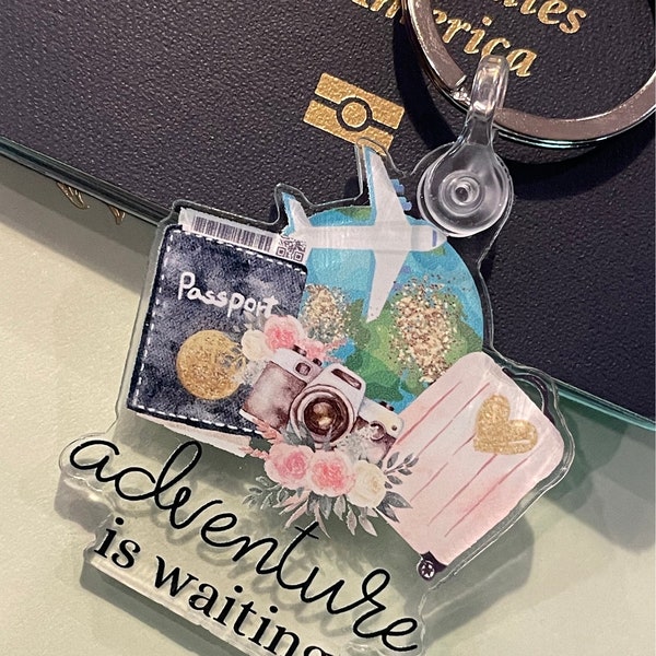 Adventure is Waiting Keychain, Travel Agent, Gifts for Her, Car Keys, House Keys, Fun, Travel