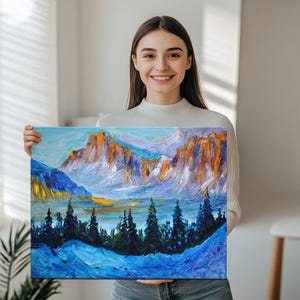 Mountain Forest Landscape Wall Painting, Large Wall Hanging, Home Decor Canvas, Canvas Wall Art, Canvas Room Decor, Framed Canvas Wall Art