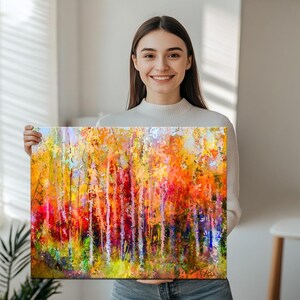 秋の木々の油絵風装飾キャンバス壁アート、ホームデコレーションキャンバス、クラシックキャンバスアート、キャンバス壁アート、キャンバスルームデコレーション