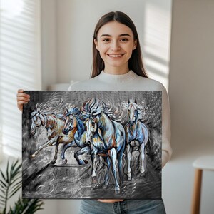 Running Horses Decorative Wall Art, Canvas Wall Art, Framed Canvas Wall Art, Housewarming Gifts, Canvas Room Decor, Home Decor Canvas