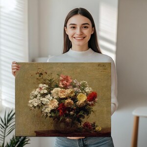 Colorful Flowers İn A Vase Wall Art, Canvas Room Decor, Framed Canvas Wall Art, Home Decor Canvas, Canvas Wall Art, Classic Canvas Art