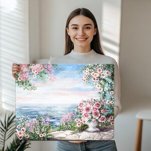 オーシャンビュー油絵風装飾キャンバスウォールアート、ホームデコレーションキャンバス、キャンバスウォールアート、大型壁掛け、キャンバスルームデコレーション