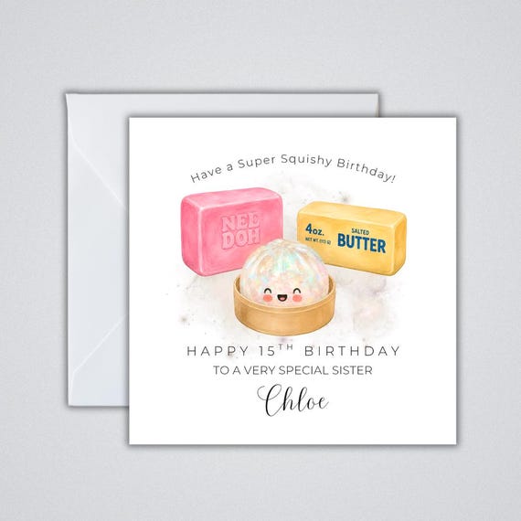 Personalised Squishy Birthday Card | Cute Kawaii Dumpling Card | Squishy Lover Birthday Card | Name Card | 6x6 Greeting Card