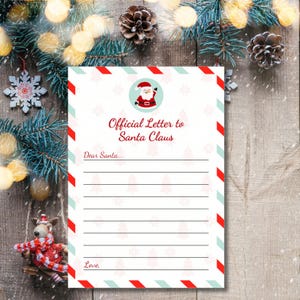 Leerer Brief an Weihnachtsmann-Vorlage | Bearbeitbarer Canva Weihnachtsbuchstabe | Weihnachtsmann Buchstabe | Festliche druckbare | Sofortdownload