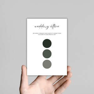 Insertion du code vestimentaire de l'invité de mariage | Carte pour tenues d'invités |  | Code vestimentaire invité Demande d'invitation | Mariage minimaliste moderne | Modèle modifiable