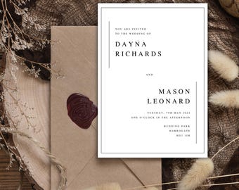 Minimalist Wedding Invitation | Editable Canva Evite | For Print & Mobile Use | Modern Design | Minimal Invitation | Instant Download