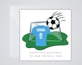 Football Personalised Birthday card | Son, Daughter, Grandson, Friend | Any Age and Relation | Child's Birthday Card | Football Shirt