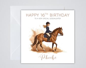Personalised Horse Riding Birthday card | Daughter, Granddaughter, Niece, Friend | Any Age and Relation | Child's Birthday Card | Pony Bday