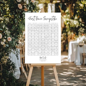 Modello di concorso a premi per il primo ballo di nozze minimalista / 90 canzoni / Design Canva modificabile / Download digitale per matrimoni moderni / Personalizzabile