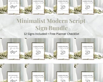 Kit bundle di cartelli per matrimonio / Modelli di script moderni minimalisti / Modello di matrimonio Canva / Cartelli per ricevimento di matrimonio / Pacchetto di cartelli 8x10