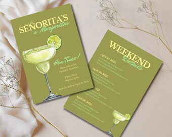 Señorita's n' Margaritas Hen Party Weekend Invite | Bachelorette Weekend Invite Itinerary | Hen Weekend Invite | Bachelorette Invite