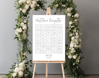 Minimalist Wedding First Dance Sweepstake Template | 50 Songs | Editable Canva Design | Digital Download for Modern Weddings